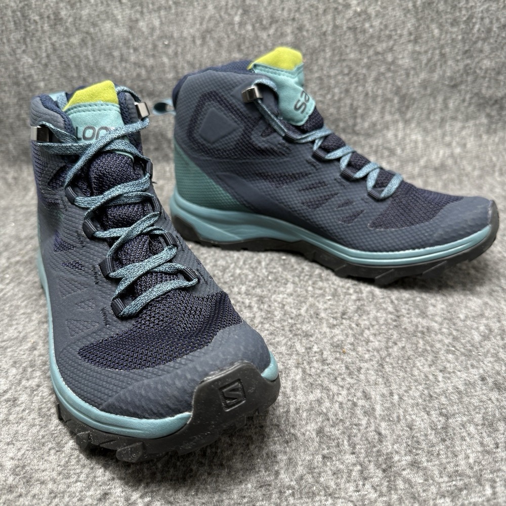 Salomon Outline Mid GTX Hiking Boots 404846 Navy Blazer Hydro Womens US Size 6.5 - Picture 2 of 12